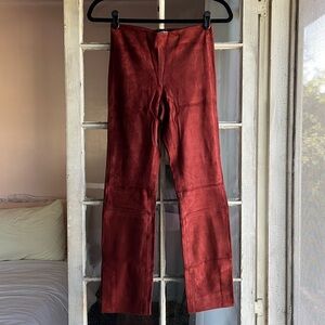 Vince Brick Red Suede Pull On Leggings